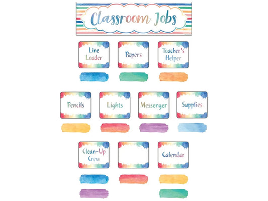Watercolor Classroom Jobs Bulletin Board Set - US 9137