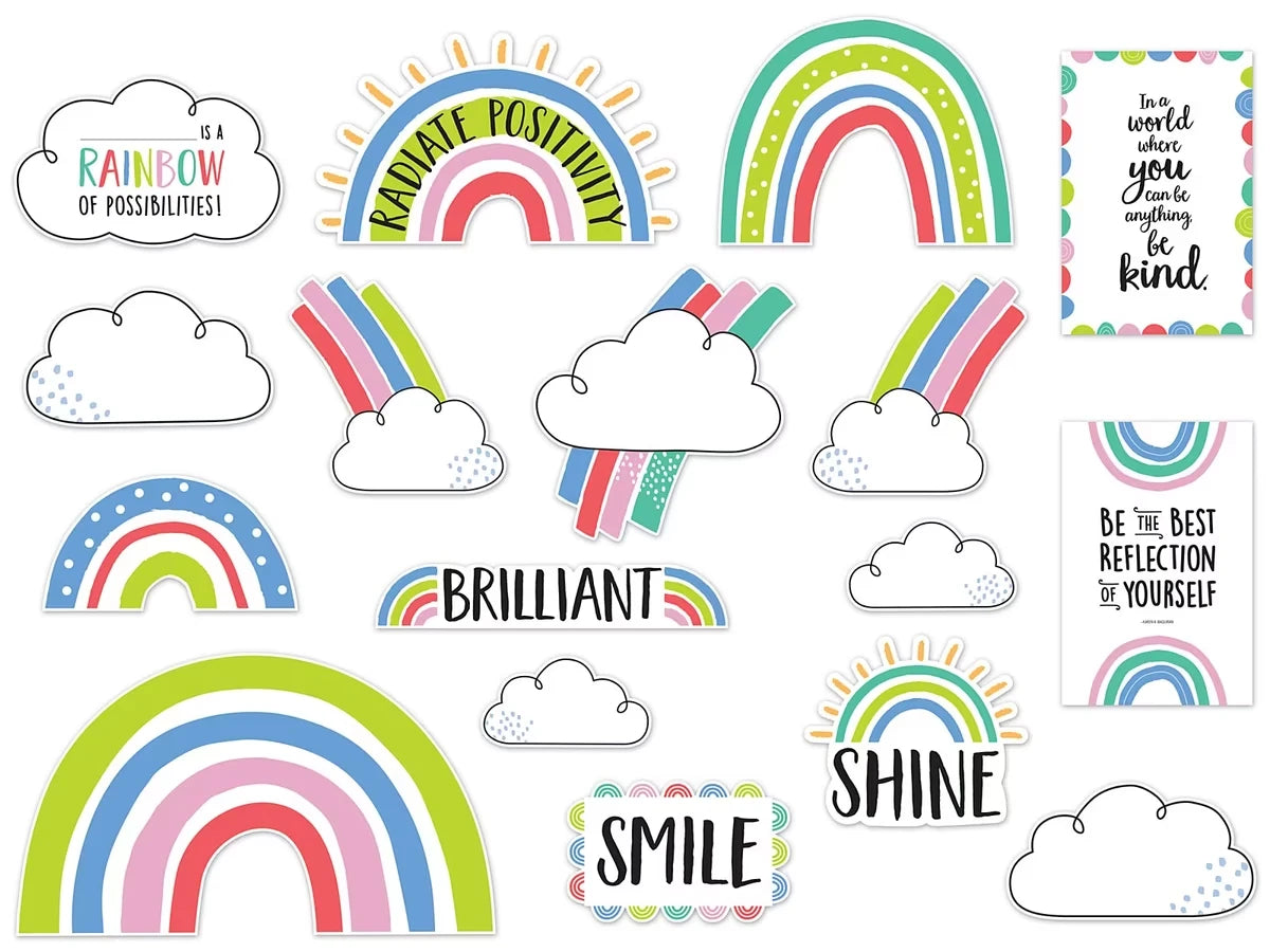 Rainbow Doodles Motivational Bulletin Board Set - US 8156