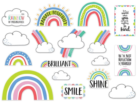 Rainbow Doodles Motivational Bulletin Board Set - US 8156