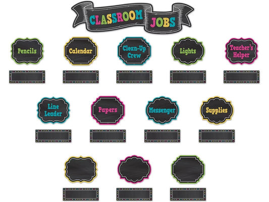 Chalkboard Brights Classroom Jobs Bulletin Board Set - US 2008