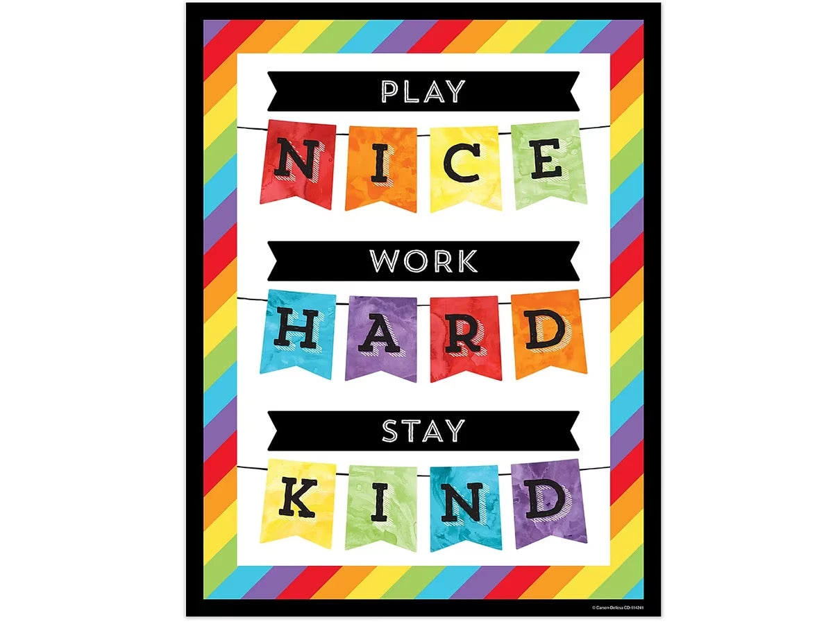 Celebrate Learning Play Nice, Work Hard, Stay Kind Poster - US 8127