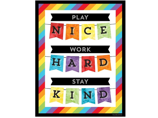 Celebrate Learning Play Nice, Work Hard, Stay Kind Poster - US 8127