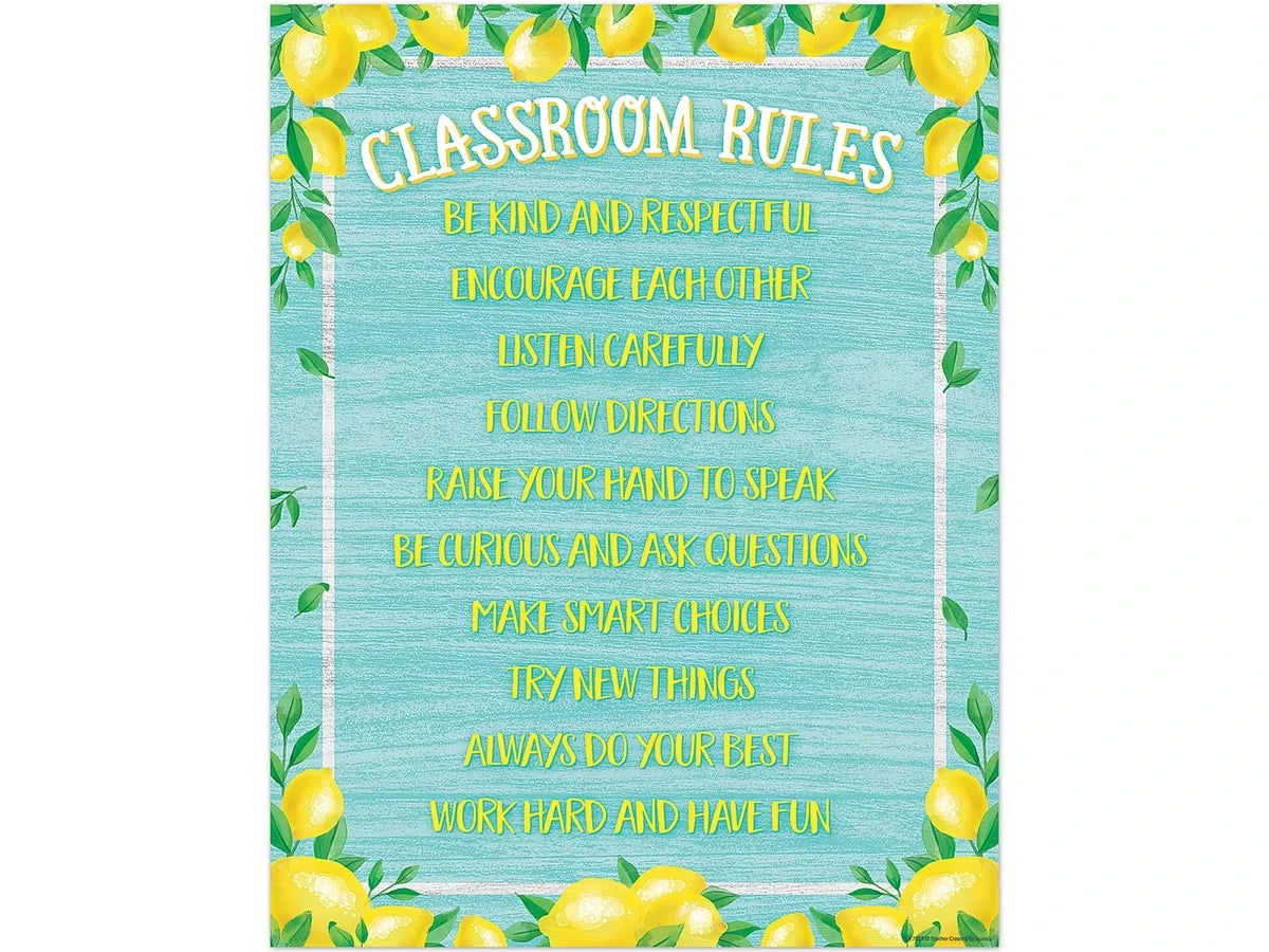 Lemon Zest Classroom Rules Poster - US 2928
