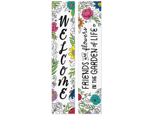 Bright Blooms Welcome Double-Sided Banner - US 6957