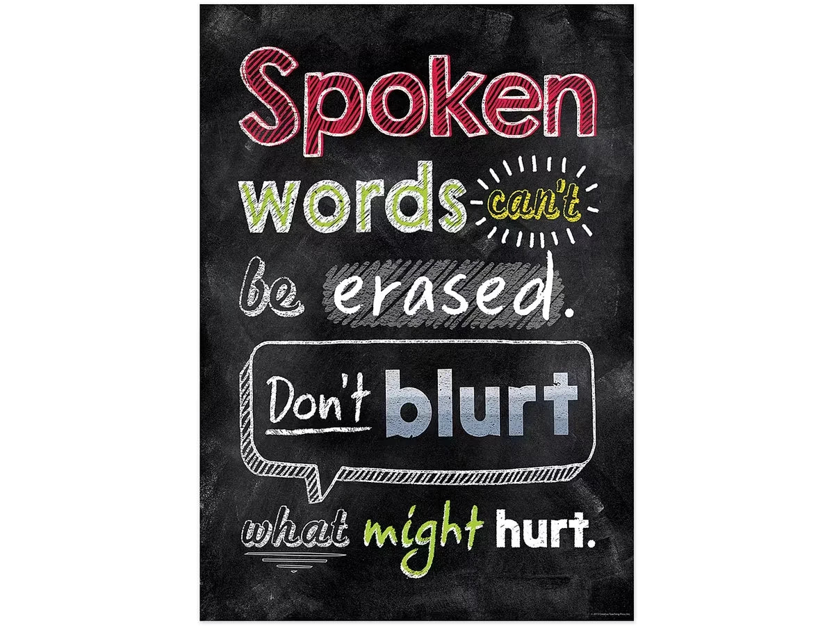 Chalk It Up! Spoken Words Can’t Be Erased Poster - US 3800