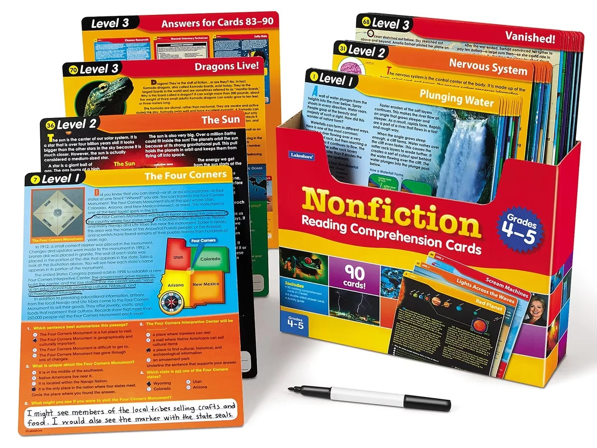 Nonfiction Reading Comprehension Practice Cards - Gr. 4-5 - US 6048