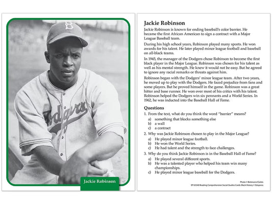 Black History Reading Comprehension Cards - US 8172