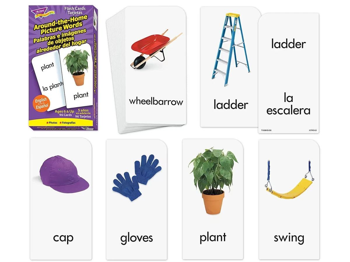 Around-The-Home Picture-Words Bilingual Flash Cards - US 9558