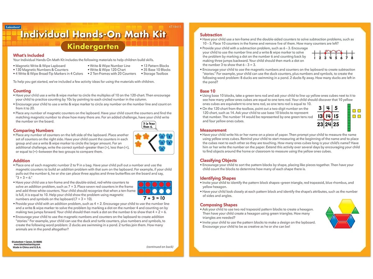 Individual Hands-On Math Kit – Kindergarten - US 5219