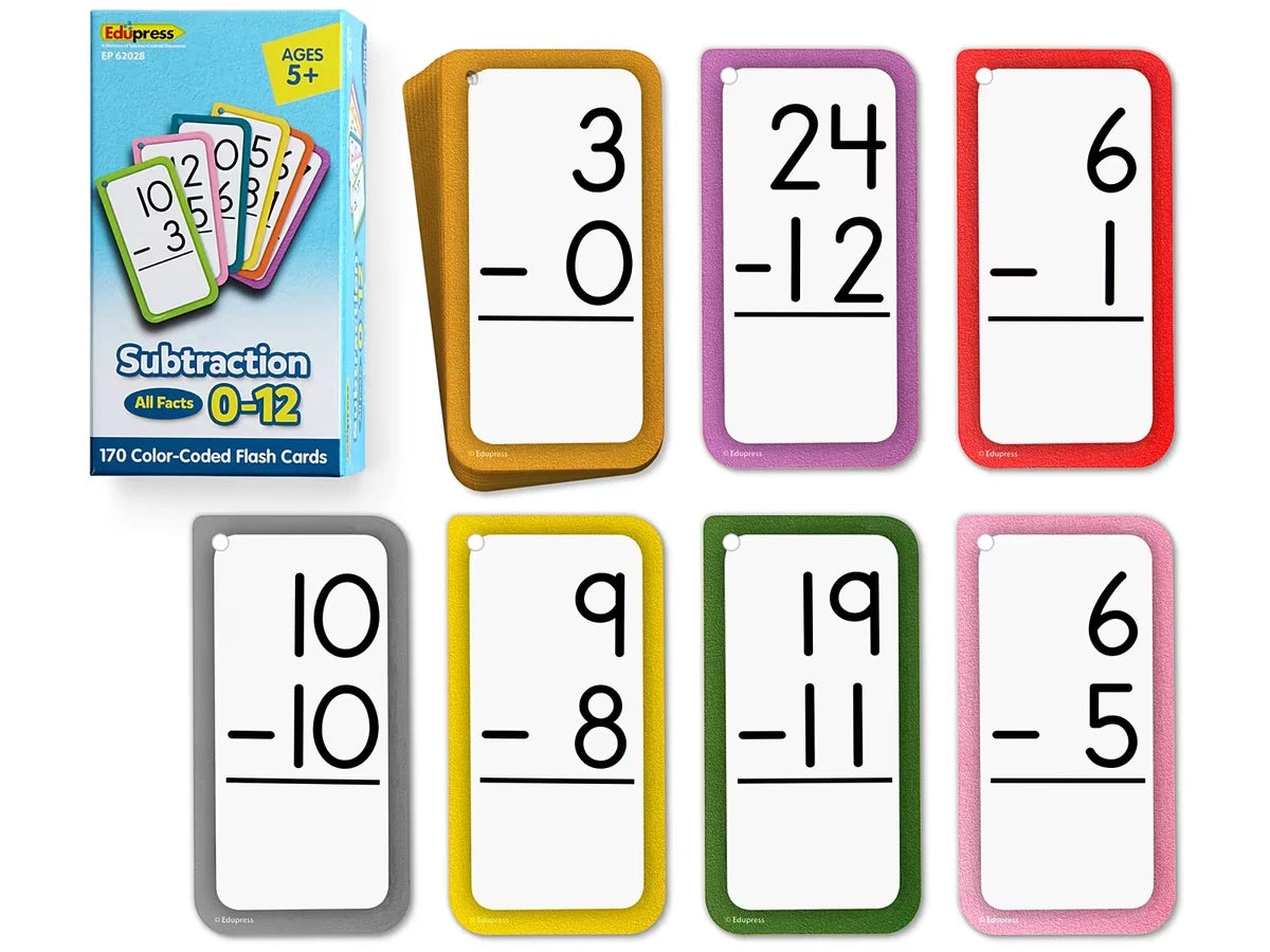 Subtraction All Facts 0-12 Flash Cards - US 9293