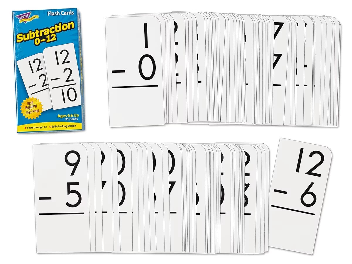 Subtraction 0-12 Flash Cards- 91 Cards - US 5029