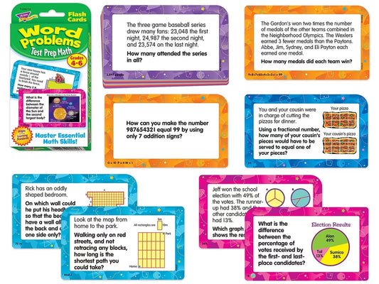Math Word Problem Flash Cards - Gr. 4-6 - US 8148