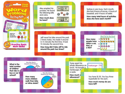 Math Word Problem Flash Cards - Gr. 1-3 - US 5185