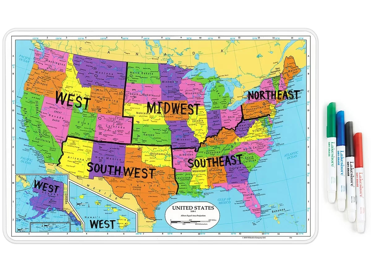 Write & Wipe U.S.A. Tabletop Map - US 5286