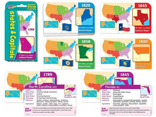 States & Capitals Pocket Flash Cards - US 5130