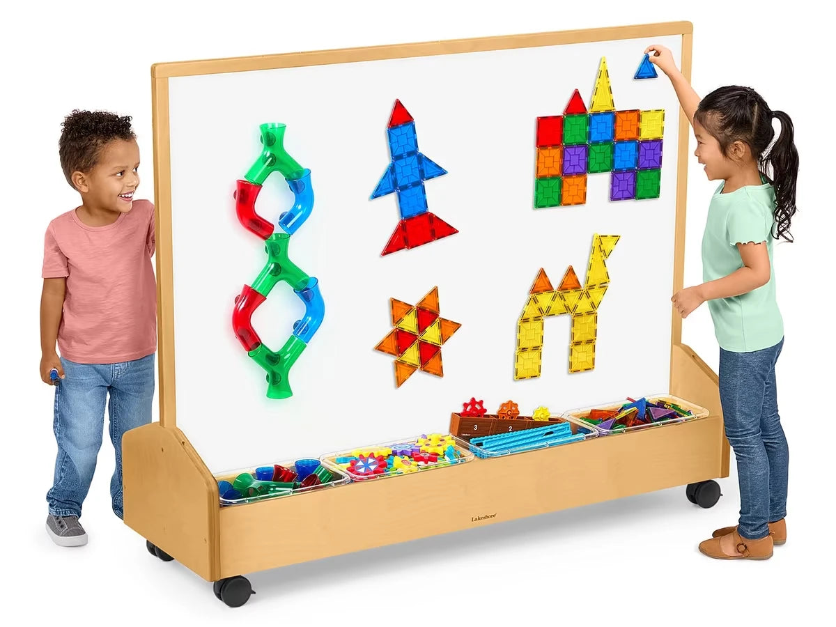Classic Birch Mobile Double-Sided Magnetic Write & Wipe Station - US 2659