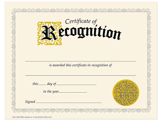 Certificate of Recognition Awards - US 8522