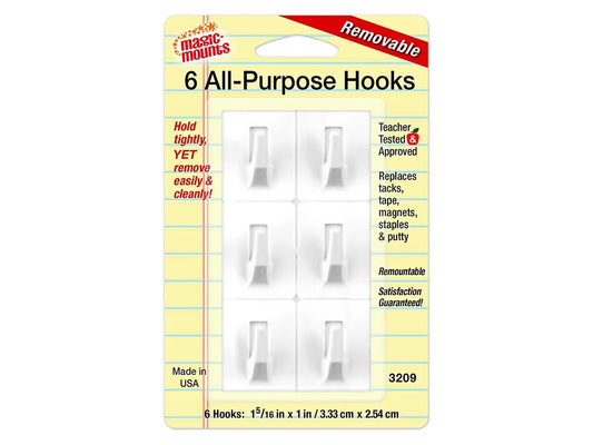 Removable All-Purpose Hooks - Set of 6 - US 7916