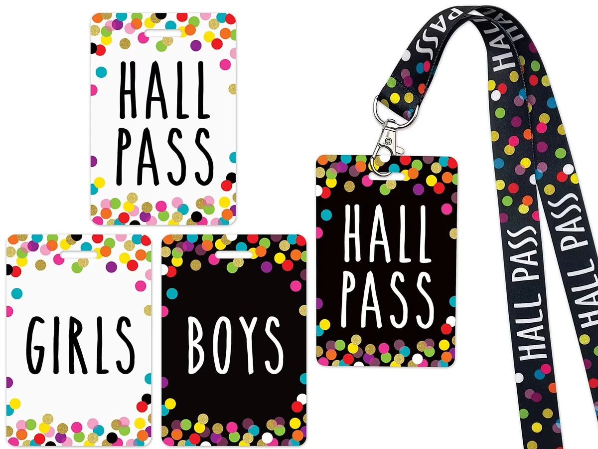 Confetti Student Hall Pass Lanyards - US 3649