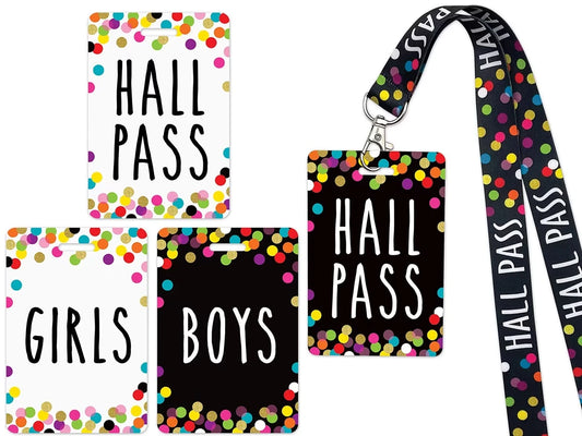 Confetti Student Hall Pass Lanyards - US 3649