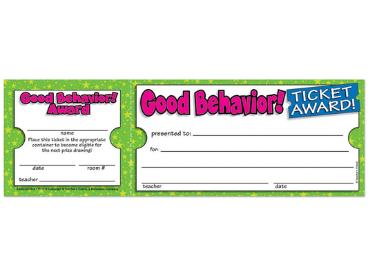 Good Behavior Ticket Awards - US 1429