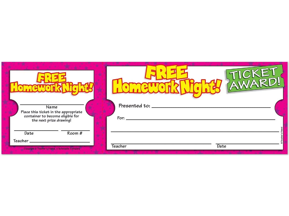 Free Homework Night Ticket Awards - US 1693