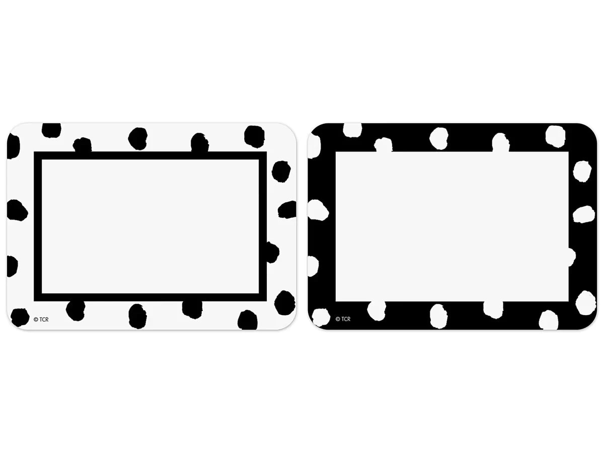 Black & White Painted Dots Name Tags - Variety Pack - US 7785