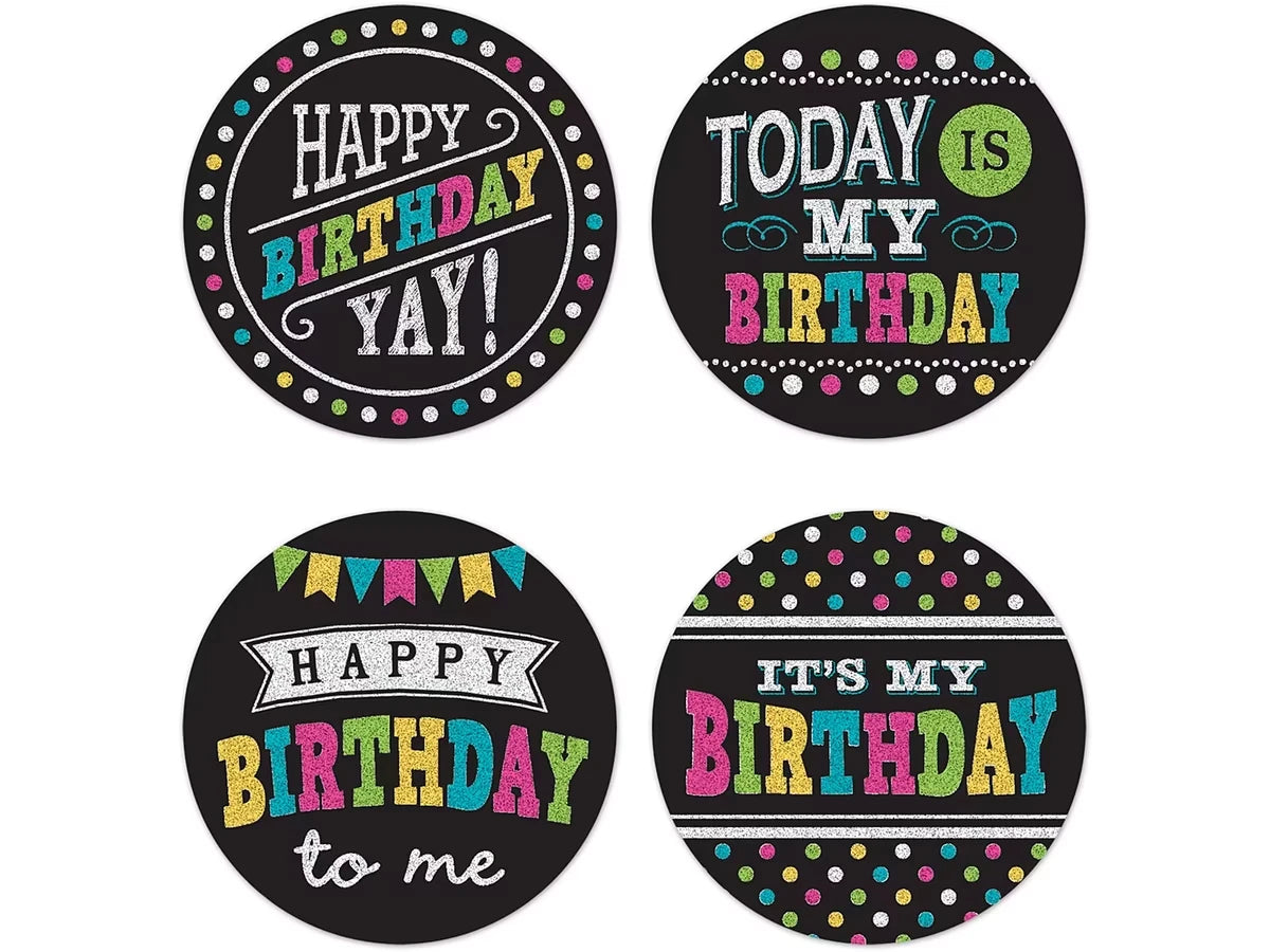 Chalkboard Brights Birthday Badges - Variety Pack - US 9668