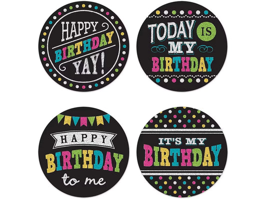 Chalkboard Brights Birthday Badges - Variety Pack - US 9668