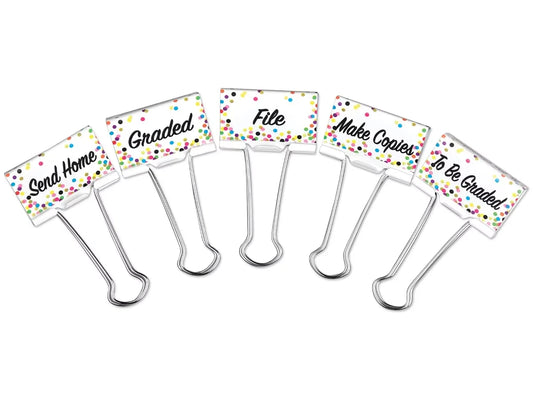 Confetti Classroom Management Large Binder Clips - US 7871