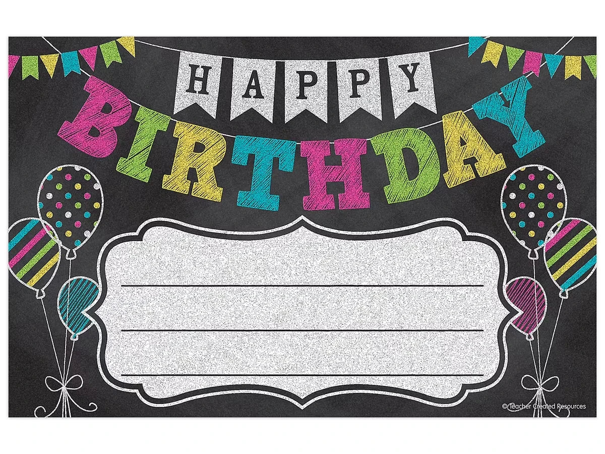 Chalkboard Brights Birthday Certificates - US 6259