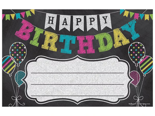 Chalkboard Brights Birthday Certificates - US 6259