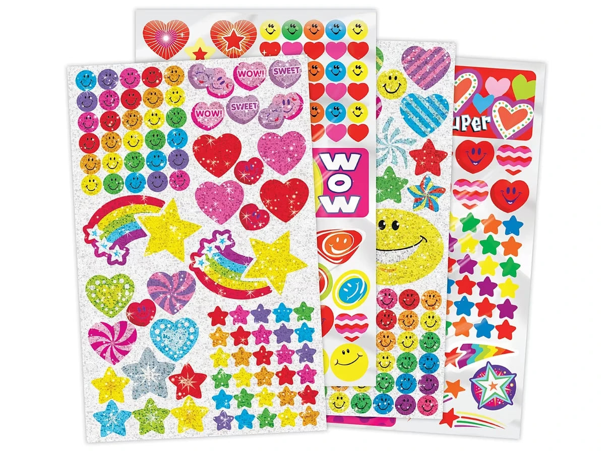 Sparkling Stars, Hearts & Smiles Stickers - Variety Pack - US 3140