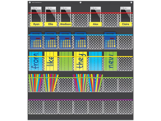 Black Polka Dot Storage Pocket Chart - US 5006