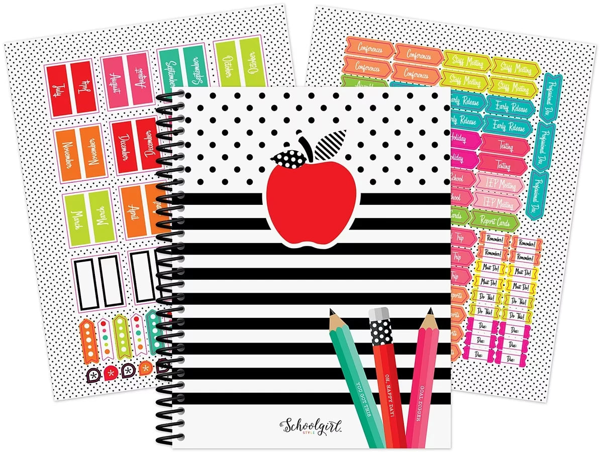 Black, White & Stylish Brights Lesson Plan & Record Book - US 2723