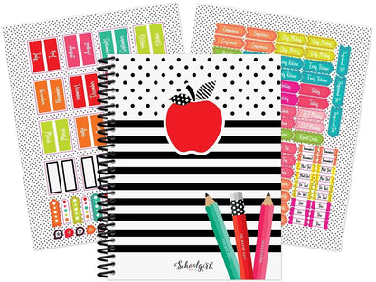 Black, White & Stylish Brights Lesson Plan & Record Book - US 2723