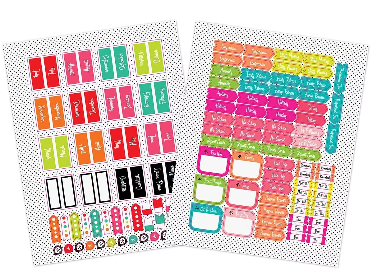 Black, White & Stylish Brights Lesson Plan & Record Book - US 2723