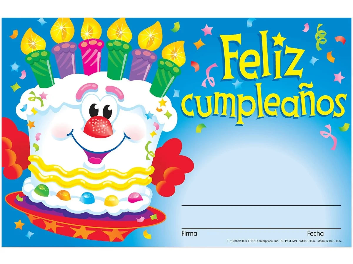 Feliz cumpleaños Birthday Certificates - US 2433