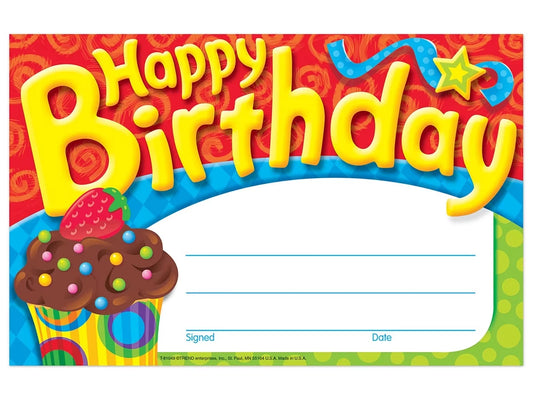 Cupcake Birthday Certificates - US 3743