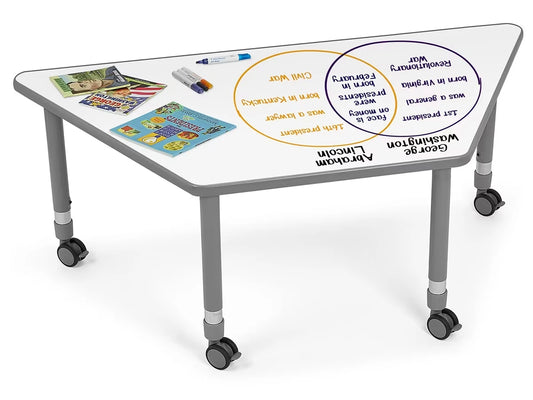 Flex-Space Write & Wipe Mobile Trapezoid Table - US 6534