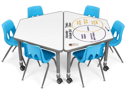 Flex-Space Write & Wipe Mobile Trapezoid Table - US 6534