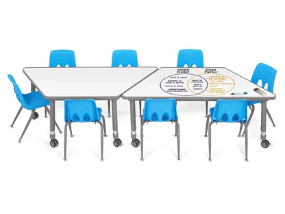 Flex-Space Write & Wipe Mobile Trapezoid Table - US 6534