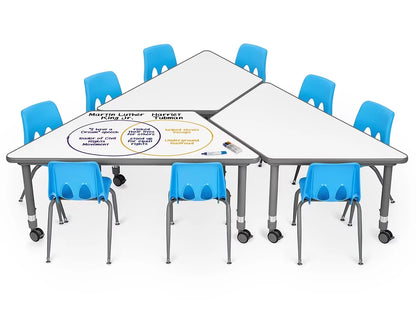 Flex-Space Write & Wipe Mobile Trapezoid Table - US 6534