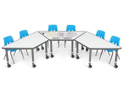 Flex-Space Write & Wipe Mobile Trapezoid Table - US 6534