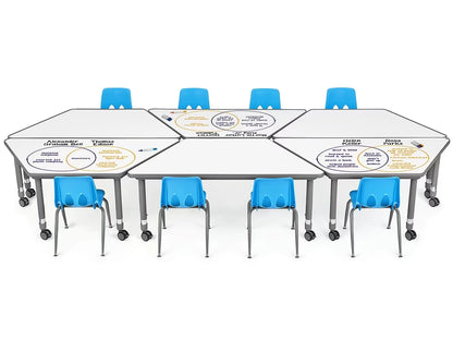 Flex-Space Write & Wipe Mobile Trapezoid Table - US 6534