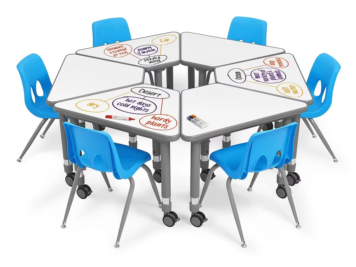 Flex-Space Write & Wipe Mobile Wedge Student Desk - US 2892