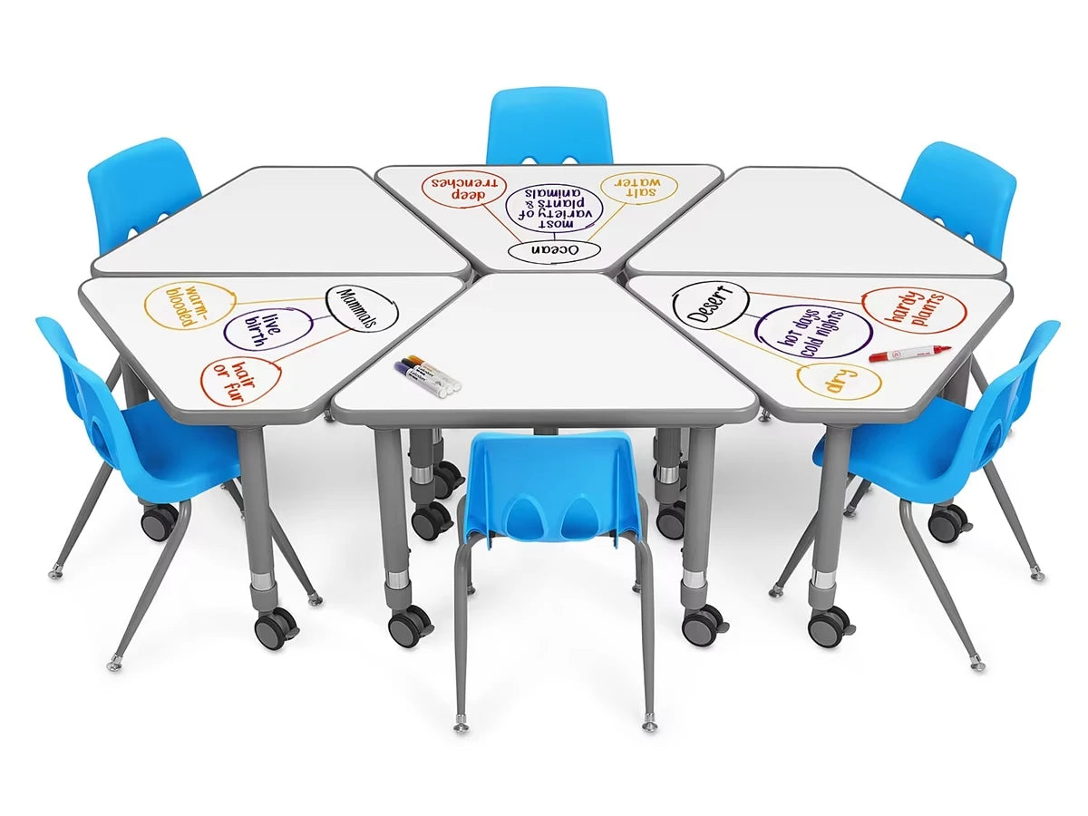 Flex-Space Write & Wipe Mobile Wedge Student Desk - US 2892