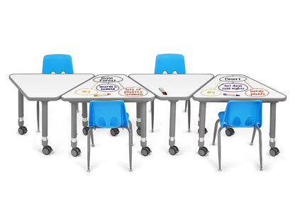 Flex-Space Write & Wipe Mobile Wedge Student Desk - US 2892