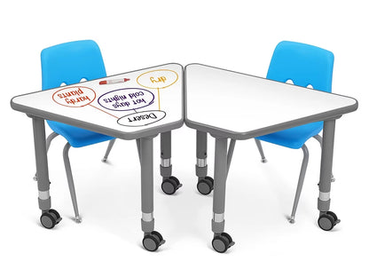Flex-Space Write & Wipe Mobile Wedge Student Desk - US 2892