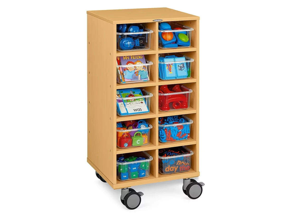 Flex-Space Mobile Clear-View 10-Bin Storage Center - Maple - US 4873